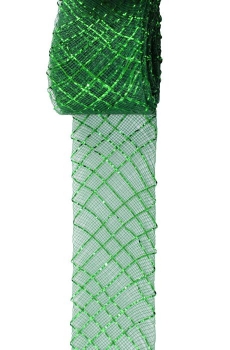 Geschenkband Gitter grün, 4cm 28m